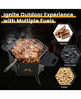 Costway Portable Charcoal Grill Stove with 360° Rotatable Grill Foldable Body & Legs