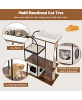 Costway 47" Large Cat Tree Tower with Top Perch Cat Bed Cat Condo Scratching Posts Indoor