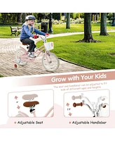 Gymax 16'' Kids Bicycle Children's Training Bicycle w/ Removable Training Wheels & Basket Pink