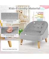 Kids Sofa Chair w/ Ottoman Toddler Single Velvet Upholstered Couch