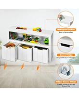 Costway Kid Toy Storage Cabinet 3 Drawer Chest w/Wheels Large Storage Cube Shelf