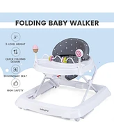 Costway Toddler Foldable Baby Activity Walker with Adjustable Height& Detachable Seat Cushion