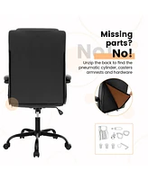 Costway Adjustable Office Desk Chair Ergonomic Executive Chair with Padded Headrest Armrest