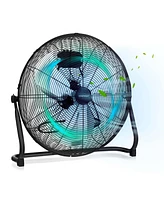 Costway 20 Inches High Velocity Floor Fan, Portable Pivoting Fan with 3 Powerful Speeds