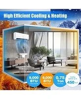 Costway 9000 Btu Split Air Conditioner & Heater Wall Mount Ac Unit with Remote Control