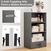 4-Tier Bookcase 48'' Display Bookshelf Storage Organizer with Shelves & Drawer