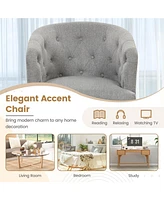 Upholstered Accent Chair Comfy Club Armchair Single Sofa with Rubber Wood Legs