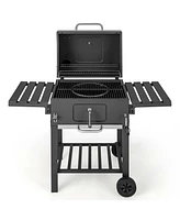 Outdoor Charcoal Grill 391 sq.in. Cooking Area 2 Foldable Side Table Bbq Camping