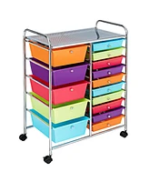 Costway 15 Drawer Rolling Storage Cart Storage Rolling Carts Drawers - Assorted Pre