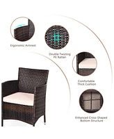 Costway Outdoor 3 Pcs Pe Rattan Wicker Furniture Sets