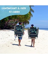 Gymax 2-Pack Folding Backpack Beach Chair Table Set 5-Position Outdoor Reclining Chair