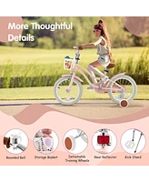 Gymax 18'' Kids Bicycle Children's Training Bicycle w/ Removable Training Wheels & Basket Pink