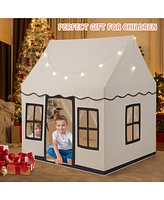 Costway Kids Play Castle Tent Large Playhouse Toys Gifts with Star Lights Washable Mat