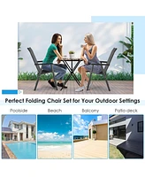 Costway 2PCS Patio Folding Dining Chairs Portable Camping Armrest Garden