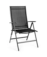Gymax 4PCS Folding Chair Patio Garden Outdoor w/ Steel Frame Adjustable Backrest