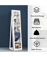 Mirrored Jewelry Cabinet Lockable Standing Storage Organizer W/ Shelf