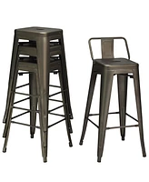 Costway Set of 4 Metal Bar Stools 30'' Bar Height Barstools Industrial