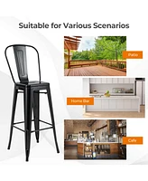 Costway Set of 4 High Back Metal Stool 30'' Seat Bar Height