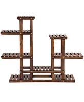 Costway 6Tier 13 Pots Wooden Plant Flower Display Stand Wood Shelf