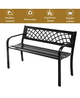 Costway Patio Park Garden Bench Porch Path Chair Outdoor Deck Steel Frame