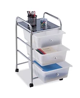 Costway 3 Drawers Metal Rolling Storage Cart Scrapbook Supply & Paper Home Office