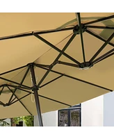 Costway 15' Market Outdoor Umbrella Double-Sided Twin Patio Umbrella with Crank