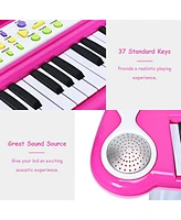 Costway 37 Key Electronic Keyboard Kids Toy Piano MP3 Input with Microphone and Stool