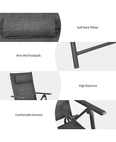 Patio Reclining Chaise Lounge Padded Chair Aluminum Adjust Neck Pillow