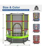 Costway 55" Kids Trampoline Bouncing Jumping Mat Recreational with Enclosure Net