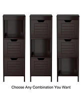 Costway Bathroom Wooden Floor Cabinet Multifunction Storage Rack Stand Organizer