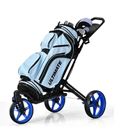 Costway Folding Golf Push Cart W/Scoreboard Adjustable Handle Swivel Wheel