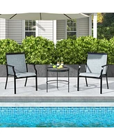 Costway 2 Piece Patio Dining Chairs Large Outdoor with Breathable Seat & Metal Frame