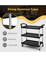 Costway 3-Shelf Service Cart Aluminum Frame 490lbs Capacity with Casters & Handles