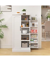 Costway 47.5" kitchen Pantry Cabinet with Doors Adjustable Shelves Anti-toppling Devices