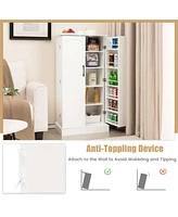 Costway 47.5" kitchen Pantry Cabinet with Doors Adjustable Shelves Anti-toppling Devices