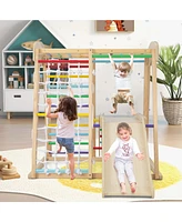 Costway 6-in-1 Indoor Jungle Gym Wooden Playground Climber Playset for Kids 1+ Years