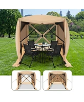 Costway 6.7 Ft x 6.7 Ft 4-Panel Pop up Camping Gazebo Quick-Set with 2 Sunshade Cloths