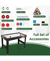 Costway 4-in-1 Combo Game Table 49" Foosball with Pool Billiards Air Hockey Table Tennis