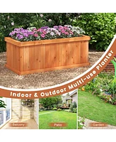 Costway Raised Garden Bed Fir Wood Rectangle Planter Box with Drainage Holes