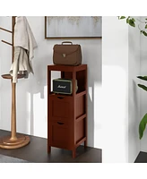 Costway Bathroom Floor Cabinet Freestanding Side Storage Organizer with 2 Removable Drawers