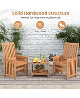 Costway 3 Pieces Patio Furniture Set with 1.5" Umbrella Hole Hardwood Table & Chairs Set