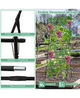 Costway 74" Garden Cucumber Trellis for Plant Climbing with Pe-Coated Frame, Trellis Net