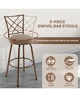 Set of 2 24/30 Inch Adjustable Swivel Barstools Metal Dining Chairs