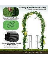 Costway Garden Arch Arbor Trellis with Gate 7.5 ft Patio Archway Pergola for Wedding