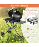 Costway Portable Propane Grill Folding Gas Grill Griddle with Wheels & Side Shelf