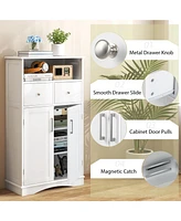 Costway Bathroom Floor Cabinet Freestanding Storage Cabinet with 2 Doors