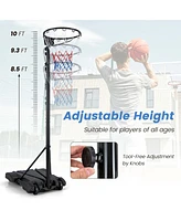Costway 8.5-10FT Adjustable Basketball Hoop Goal with Fillable Base Wheel Shooting Practice