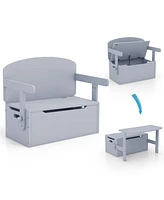 Costway 3-in-1 Kids Convertible Storage Bench Wood Activity Table and Chair Set