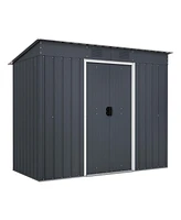 3.6' x 7.1' Outside Garden Storage Shed Tool House with Ground Foundation Frame