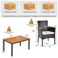 Gymax 7PCS Rattan Outdoor Dining Set Patio Furniture Set w/ Cushions Umbrella Hole